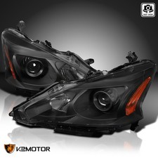 Fits 2013-2015 Nissan Altima Sedan Black Projector Headlights Assembly 13-15
