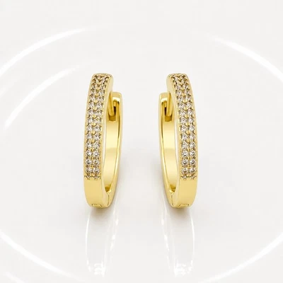 Boucles d’oreilles mini créoles dorées à l’or fin 18k - Photo 1/3