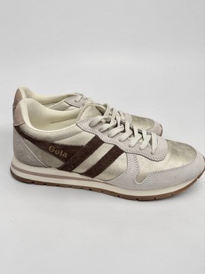 Gola Daytona Blaze Trainer Gold/Dark Brown/Cameo Suede Upper Size 10 Low Profile