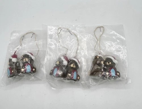 Vintage Christmas Figures Holiday Mini Candles Santa Bear 2.5" Lot of 3 - product listing photo