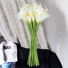 10pcs Bridal Wedding Artificial White Calla Lily Flowers Simulation Decorations