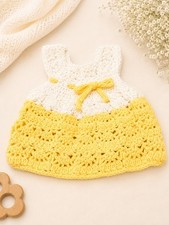 Handmade Crochet Newborn Baby Girl Dress Set Dress,Diaper Cover Hat 0 3 Months