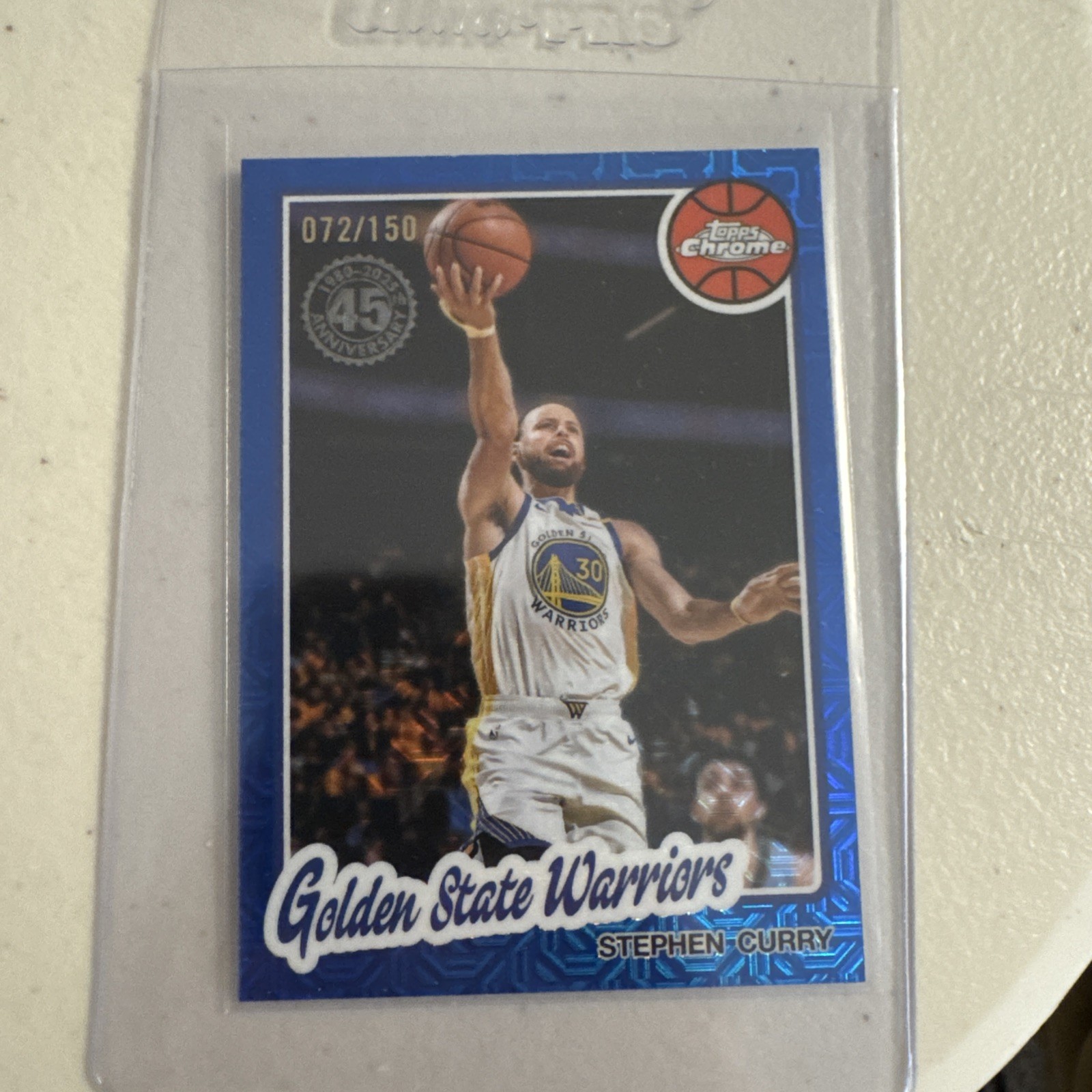 2025-26 Steph Curry Topps Chrome Blue Mojo 45th Anniversary Warriors / 150