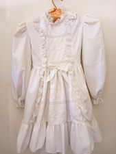 Vtg 1970s-80s Madonna by Haddad Sz 6X Girls White Dress Eyelet Lace Puff Sleeves