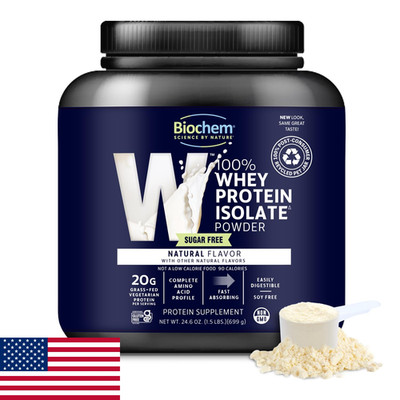 Biochem 100% Grass-Fed Whey Isolate Protein Powder Low Carb Keto 1.5lb