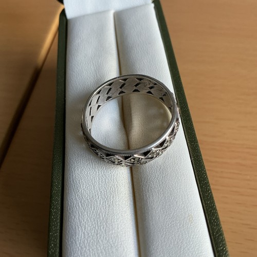 925 Silver Vintage Marcasite Design Band ring size S/ Beautiful - Picture 4 of 8