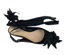 „Schutz“ Ballerina Slingback Blume Schwarz ausgefallen Gr. 41
