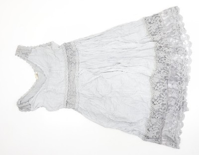 Ambra Damen grau Viskose A-Linie Größe XL V-Ausschnitt - Spitzendetail