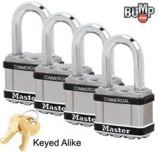 Master Lock Magnum Padlock - (4) Keyed Alike w/BumpStop Technology M5NKALFSTS-4