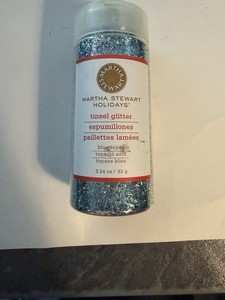 New vintage MARTHA STEWART BLUE TOPAZ TINSEL GLITTER 3.24 OUNCES
