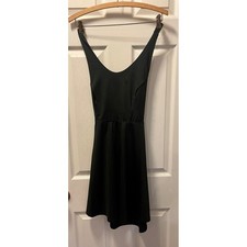 Lululemon dupe Black Crisscross Back V-Neck Mini Dress Size L Athletic Stretch
