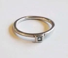 Vintage 925 Sterling Silver Dainty Ring Size 5 US Square-Cut Light Blue Gemstone