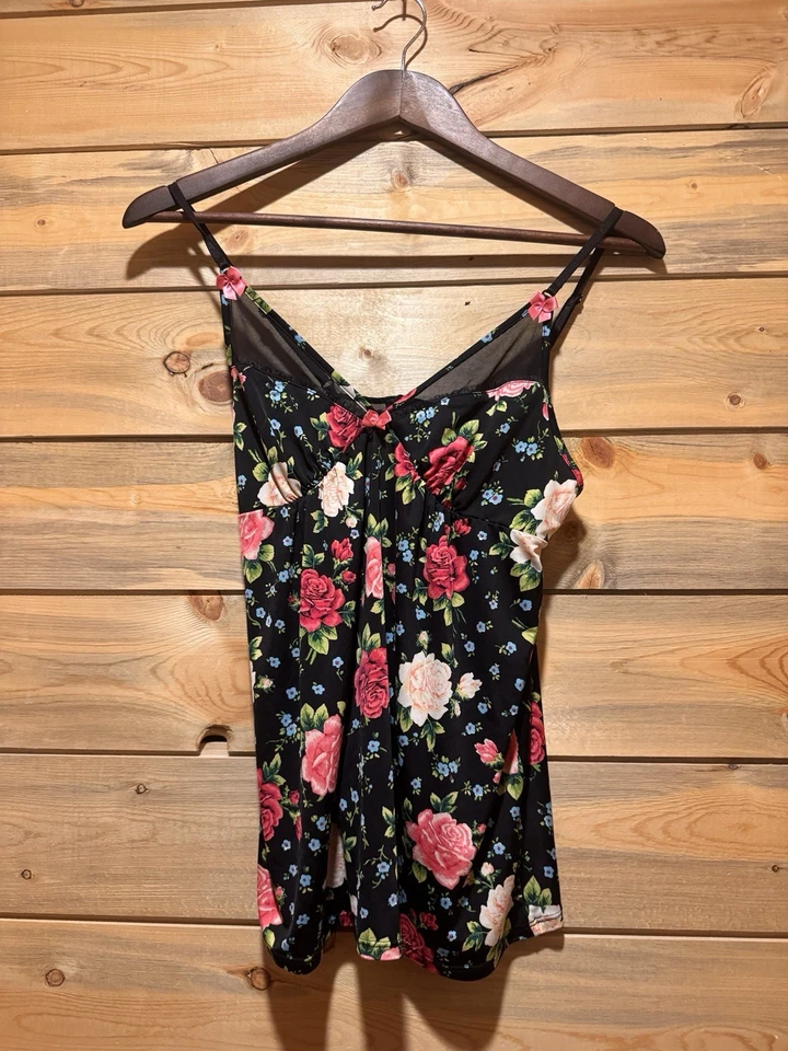 BETSEY JOHNSON  Pajama Set Black & Pink Floral Fun Soft Sexy Pjs Size Small - Image 3 of 4