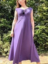 Vintage 1980s Cocktail Dress Purple Maxi Dress with Scarf Detail Size 12