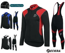 Deckra Mens Cycling Costume Winter Bicycle Thermal Jersey | Bib Tights Set