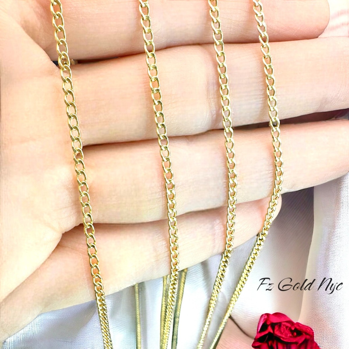 10K Gold Curb Chain Link Necklace- 10K Gold Chain - Goes With any
