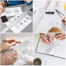 Rolson Stainless Steel 24" Safety Ruler Metal Cutting Rule for School & Crafting