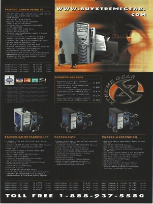 Vintage/Retro XTreme Gear Gaming PC Multi-System Print Ad Promo 2002 