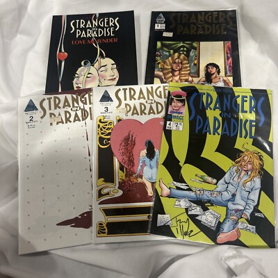 STRANGERS IN PARADISE #1 #2 #3 #4 Lot GOLD SERIES ABSTRACT & Love Me Tender Book
