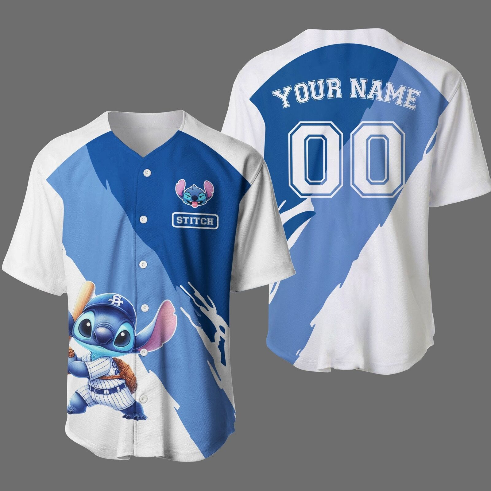 Personalized Funny Stitch Playing Baseball Disney Baseball Jersey
