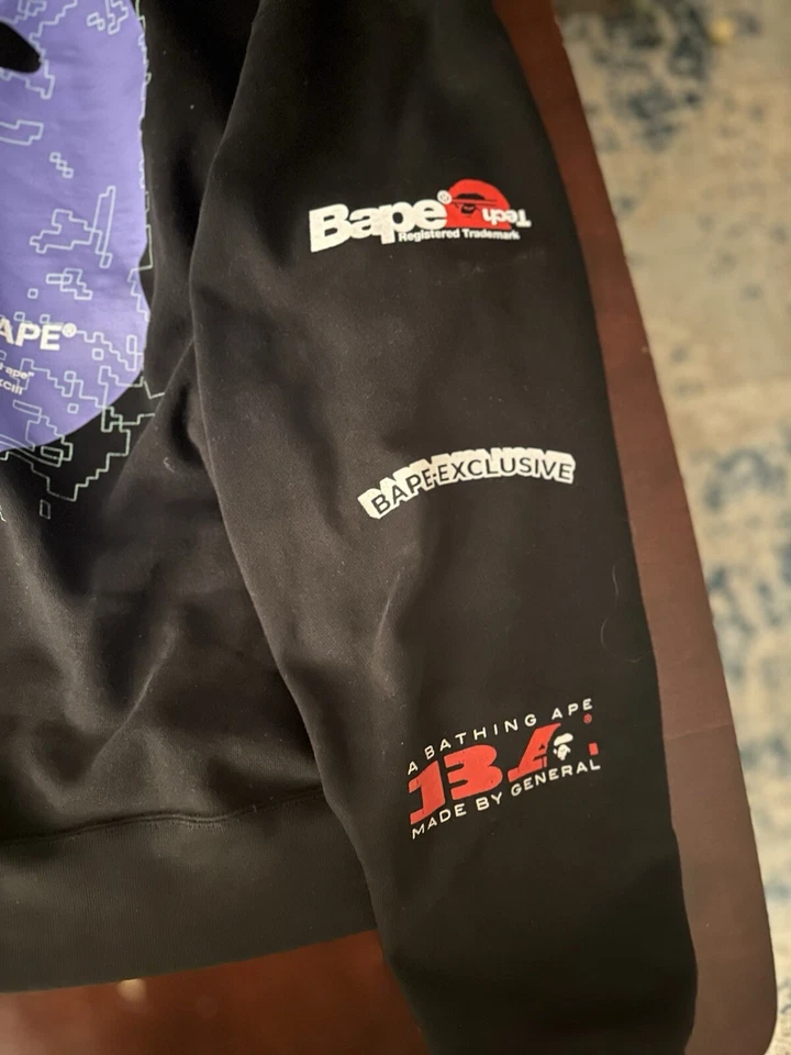 Sudadera con Capucha Bape Rara Púrpura Cabeza de Mono Exclusiva Tienda Completa Cremallera TALLA L EE. UU. Foto 4 de 4