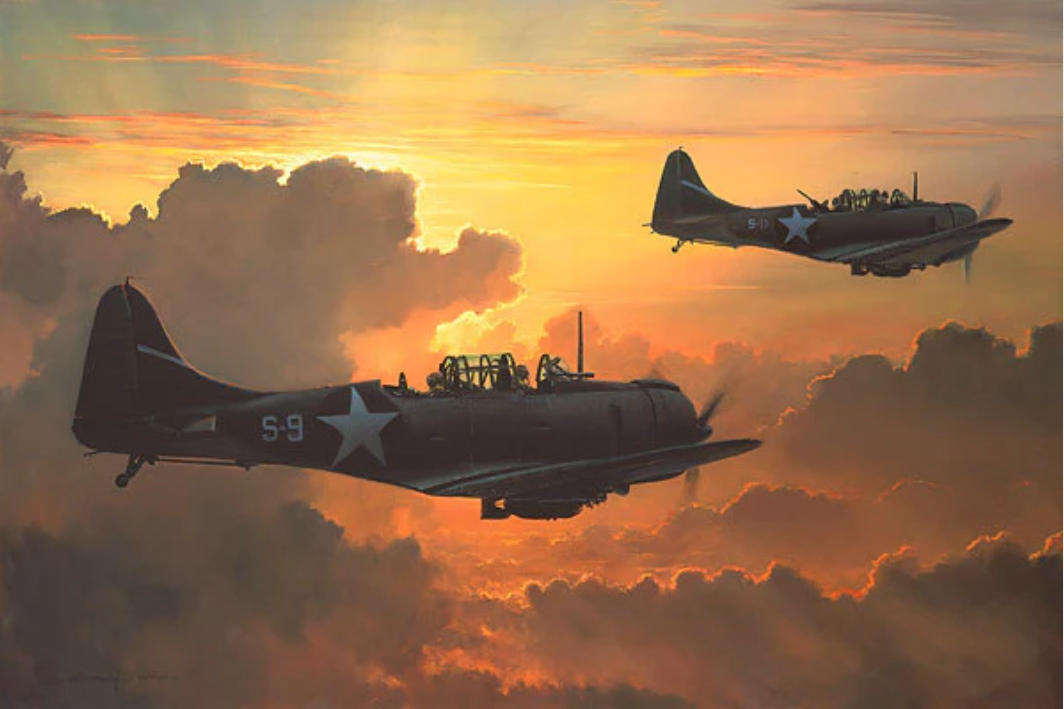 William Phillips Dauntless Limited Edition Spitfire Canvas Against Rising Sun WWII Art