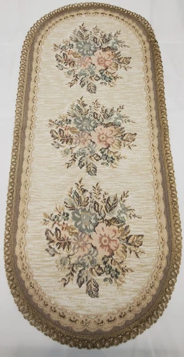 Velvet-touch Belgium Brocade Padded Runners/Doilies Lurex Detail Metal Mist Blue