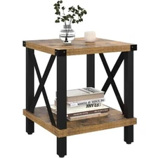 Large End Table Farmhouse Side Table Industrial Style Sofa Table Rustic Brown