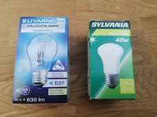 Je 1 x Halogenlampe E 27  42W klar  + Glühlampe E 27 Sylvania 40 W