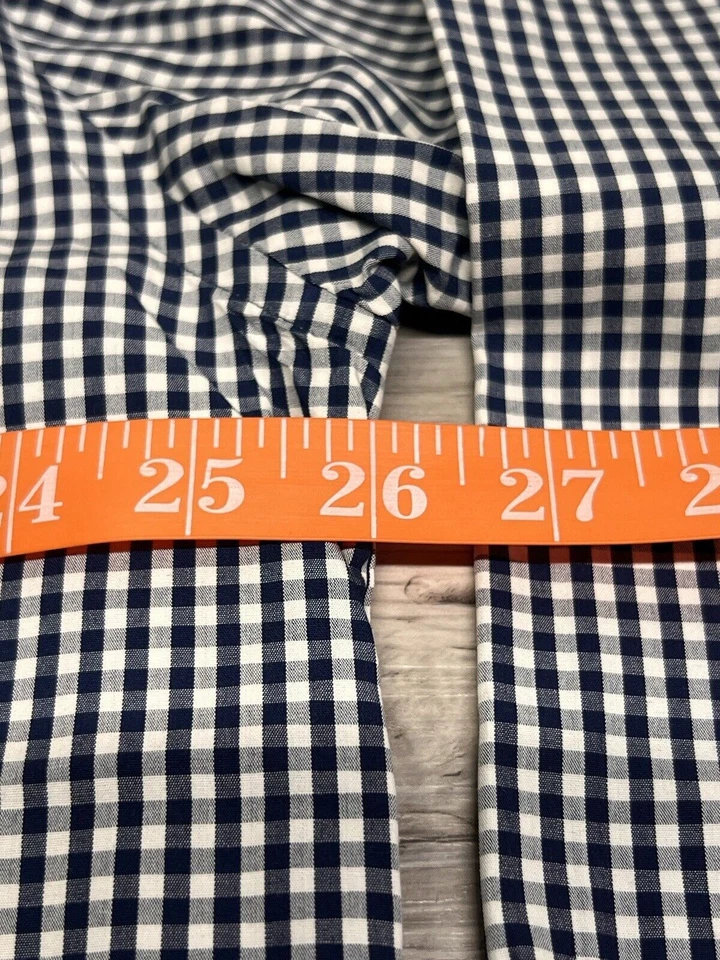 Camisa de vestir Merona para hombre con botones 100 % algodón talla XL azul a cuadros guinga a cuadros Foto 4 de 4