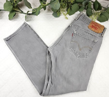 Levi's 501 XX Light Gray Straight Leg Jeans Button Fly Size 33 x 31 HEMMED