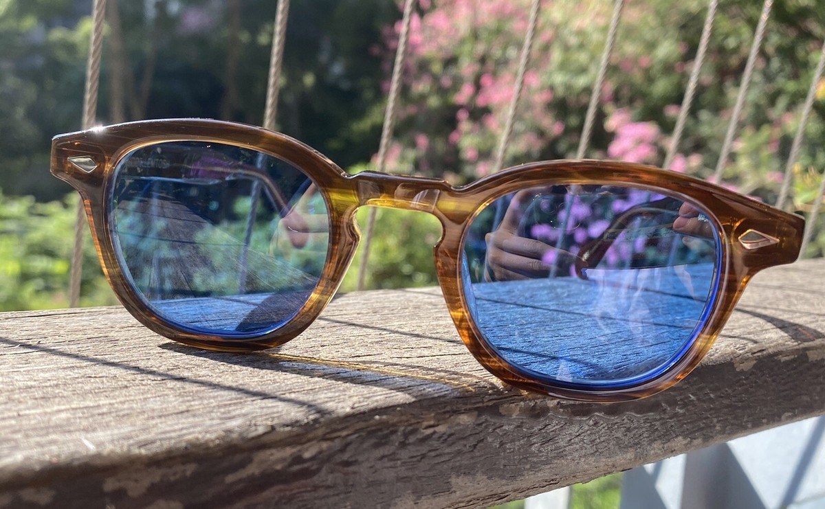 Brand Women handmade blue sunglasses Bamboo Acetate Glasses Johnny