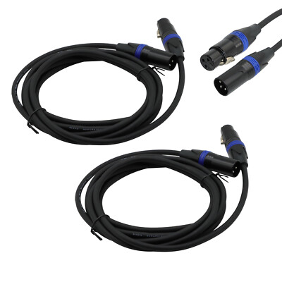 2x 3Pin Professional Light DMX Signal XLR Cable Locking for DMX512 Stage DJ 10ft