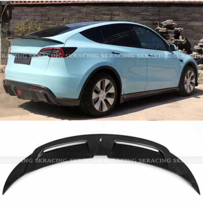 Tesla Rear Spoiler Refit Kit For 2020-2022 Tesla Model Y Real Carbon Fiber Rear Trunk Lid Spoiler ...