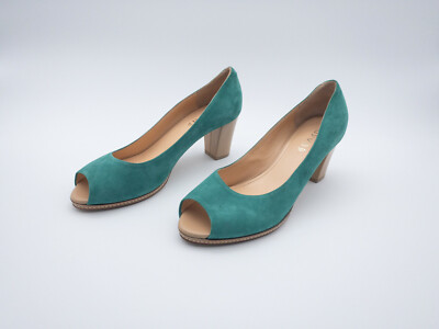 Vero Cuoio Femmes Escarpins Bout Ouvert Talon Schuh Chaussure Vert