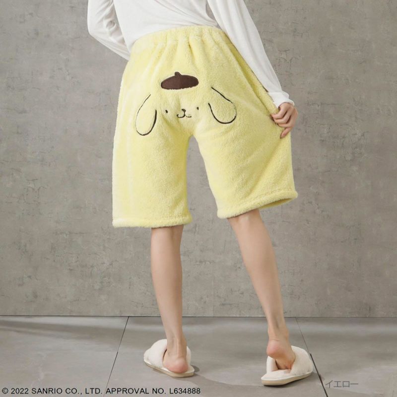 Sanrio Pom Pom Purin Boa Fluffy Short Pants Yellow Women Japan