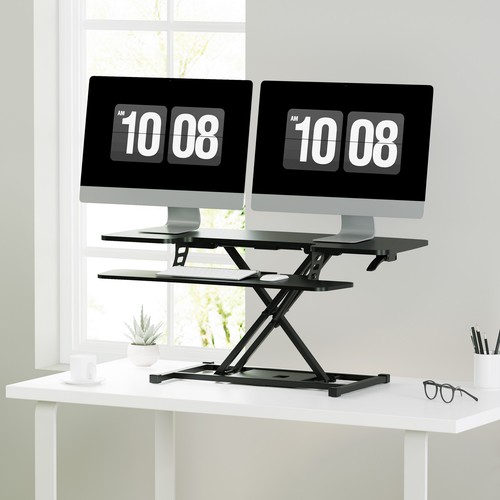 FunniHomi Standing Desk Converter Height Adjustable with Keyboard Tray, Black - Picture 13 of 49