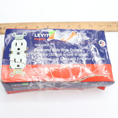 (10-Pk) Leviton Commercial Grade Duplex Outlet 15 Amp Thermoplastic White