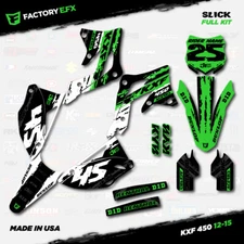 White & Green Slick Racing Graphics Kit fits 12-15 Kawasaki Kxf450 KX450F  Decal