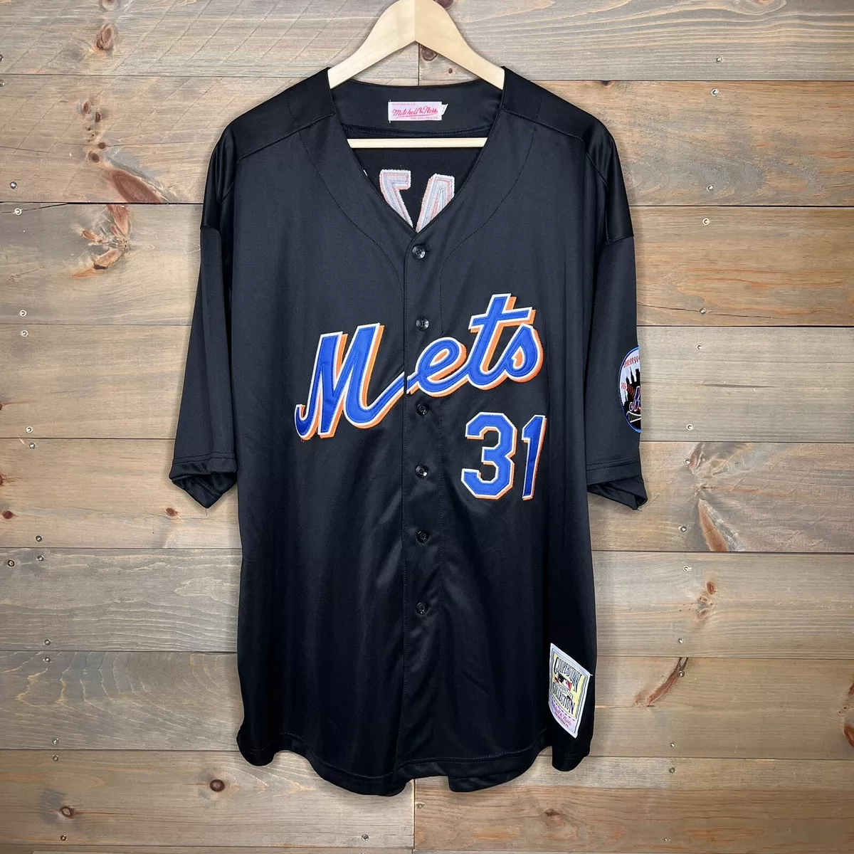 Mitchell & Ness Cooperstown Mike Piazza Black New York Mets Jersey Men Size  XXL