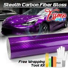 PET Squadron Carbon Fiber Gloss Royal Purple Car Vehicle Vinyl Wrap Decal Sheet
