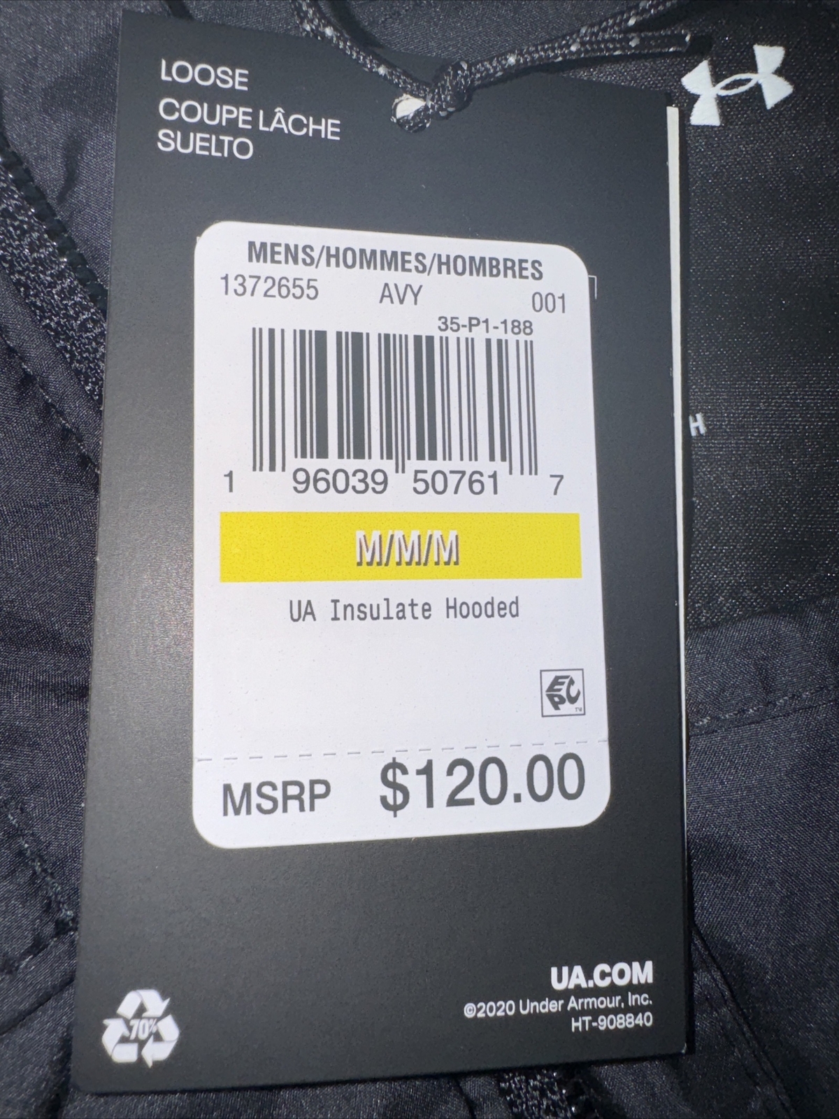Under Armour UA Storm Insulate Hooded Jacket Black/Gray Mens Sz. M New with Tags