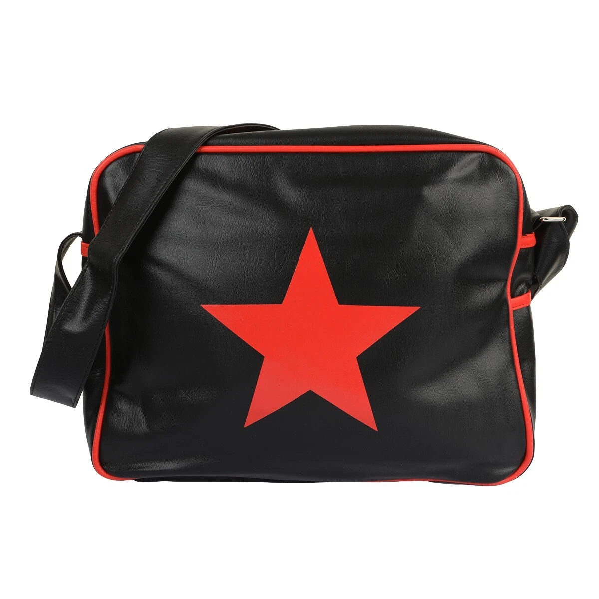 Red leather cheap messenger bag