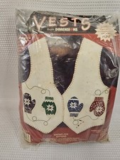 Vtg 1996 Dimensions Snowflake Mittens Applique Vests Craft Kit
