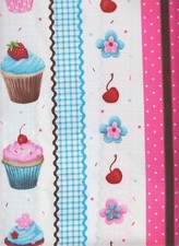 Cupcakes 70 in Round Tablecloth Easy-Care Polyester Birthday Parties Pink Blue