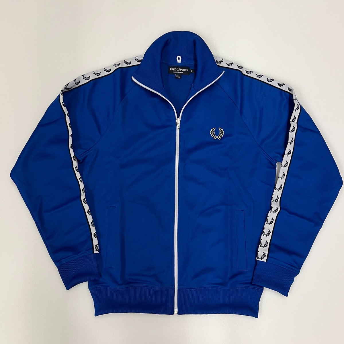 Fred Perry Men's Taped Track Jacket Blue Full Zip Size S VTG