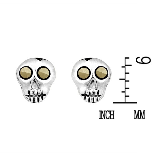 Mini pendientes de tachuelas de plata 0,925 de calavera punk - Imagen 3 de 4