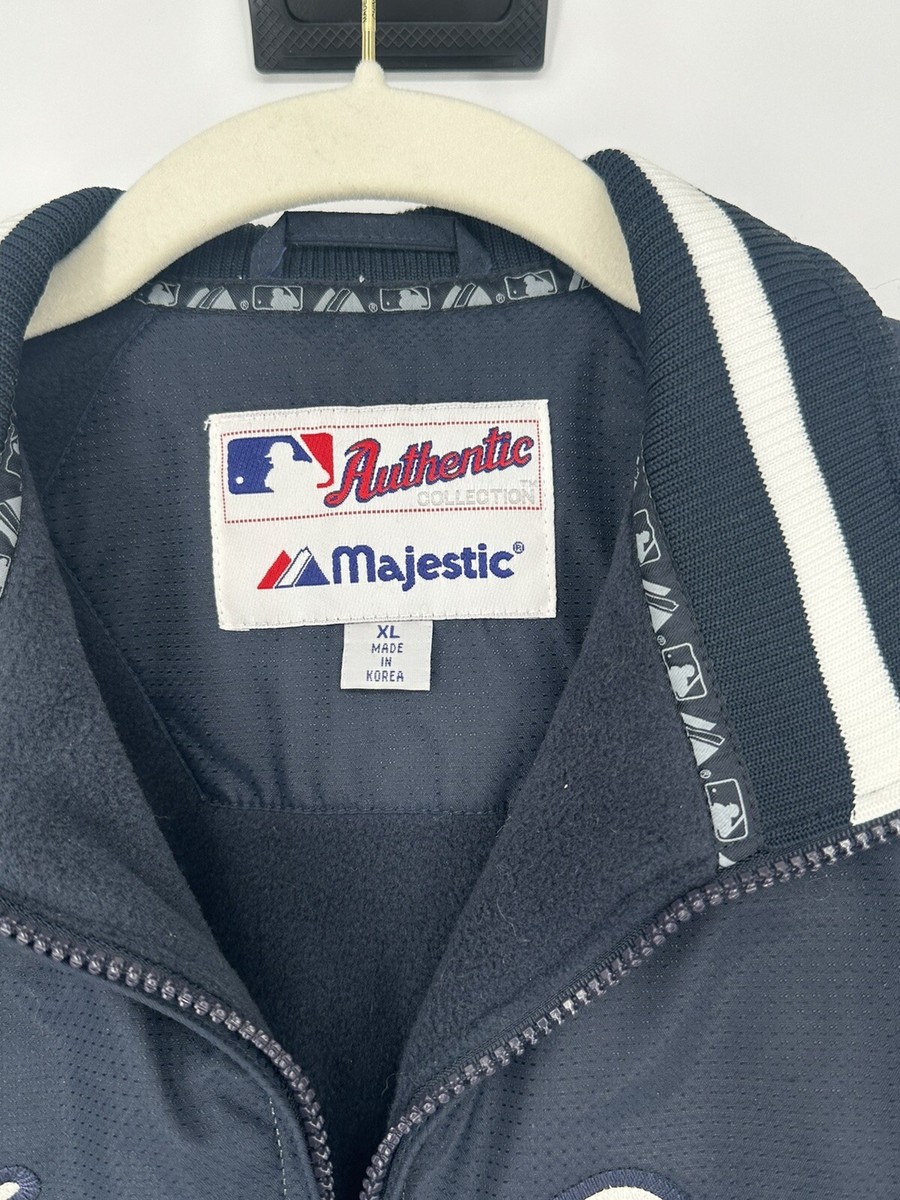 New VTG New York Yankees MLB Majestic Navy Blue Dugout Jacket