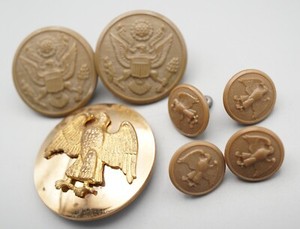 WWII 1942-1944 WAC Women's Army Corps Walking Eagle Enlisted Hat Badge & Buttons