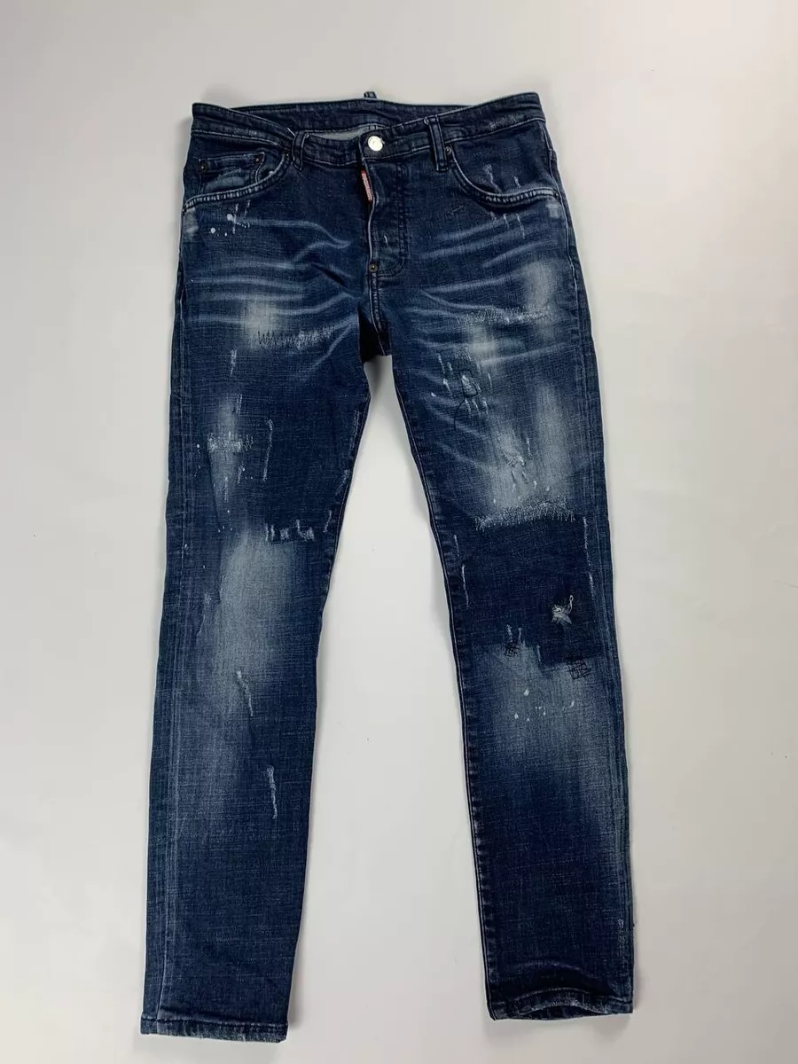 DSQUARED2 TIDY BIKER JEAN Wash Denim Slim Fit Jeans Size IT 46 / W30 Button  Fly